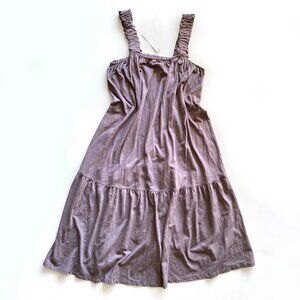 NWT Lilla P Peplum Button Voile Sleeveless Maxi Dress Mauve Purple Size S